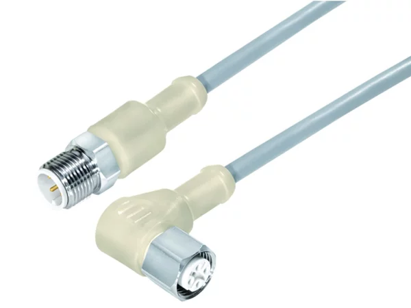 Connecting cable, male cable connector M12x1 & female angled connector M12x1