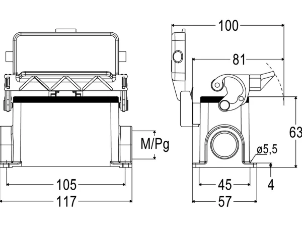 surface mounting housing, size 77.27, C-TYPE alu, 1 lever, 1xM25 side, cover metal