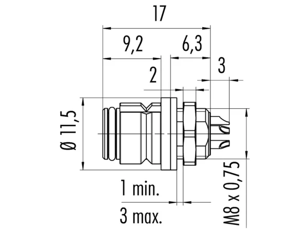 Female panel mount connector