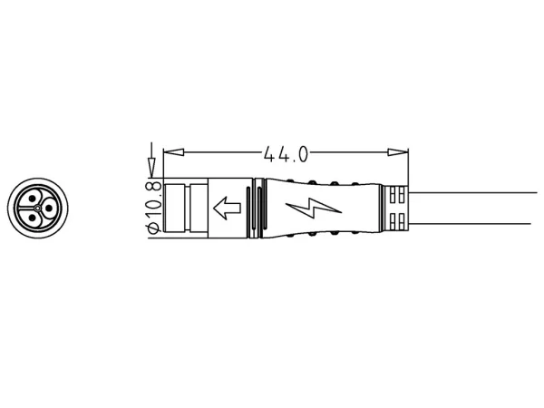 Male cable connector, no locking (push-on)