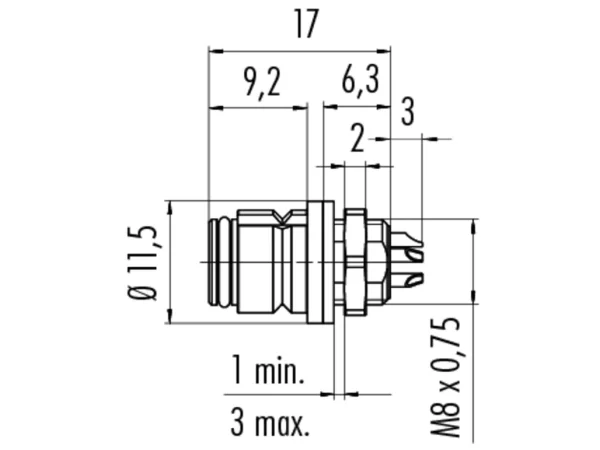 Female panel mount connector