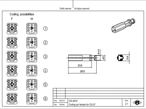 coding bush, plastic, 6 coding possibilities, for insert CQF 07