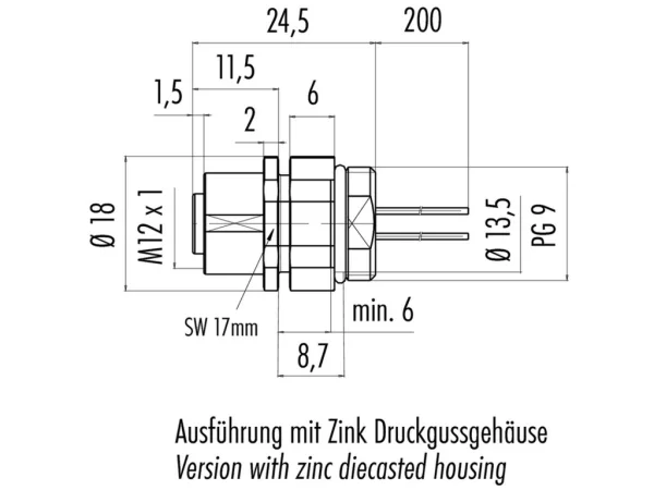 Female panel mount connector