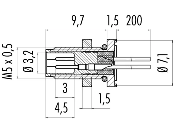 Male panel mount connector