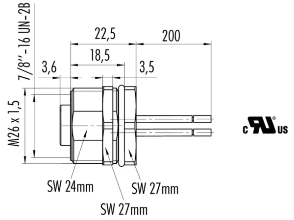 Female panel mount connector