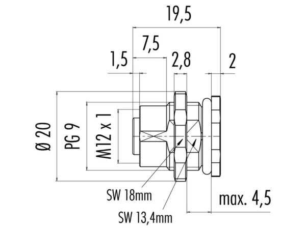 Female panel mount connector