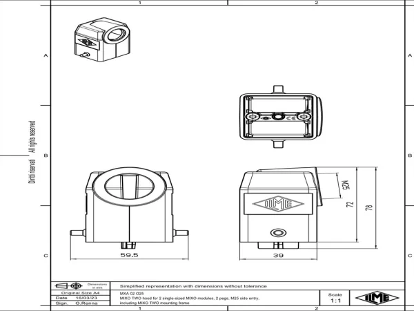 hood, 2 modules, MIXO TWO zinc, 2 pegs, 1xM25 side
