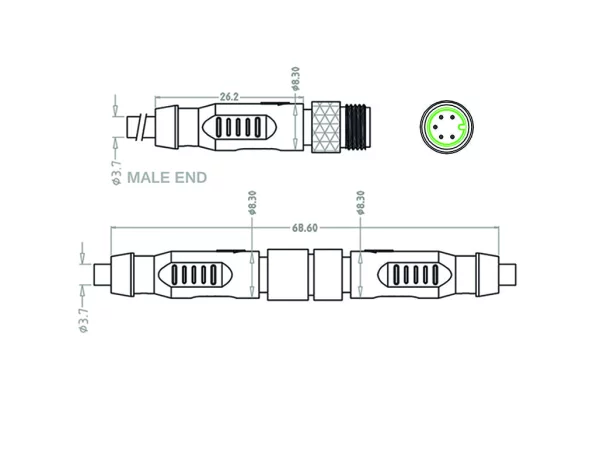 Mini C Male cable connector