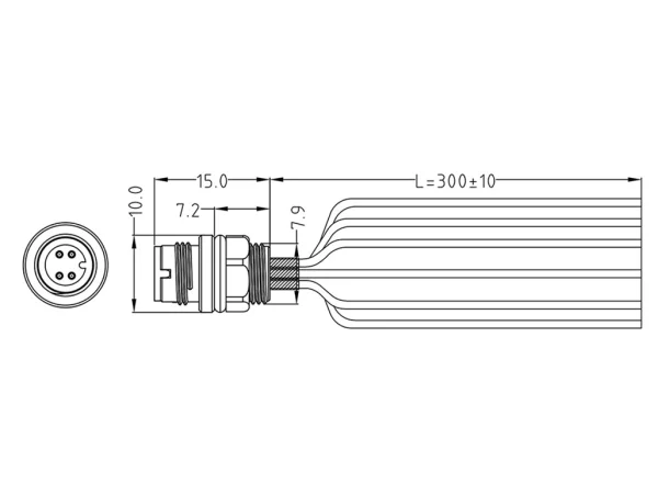 Mini C male panel mount connector