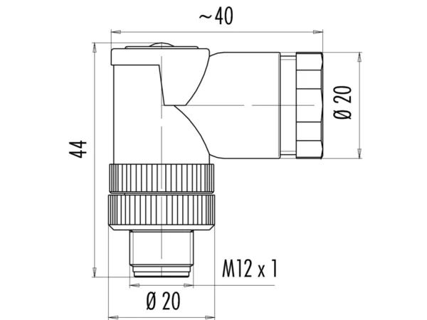 Male angled duo connector