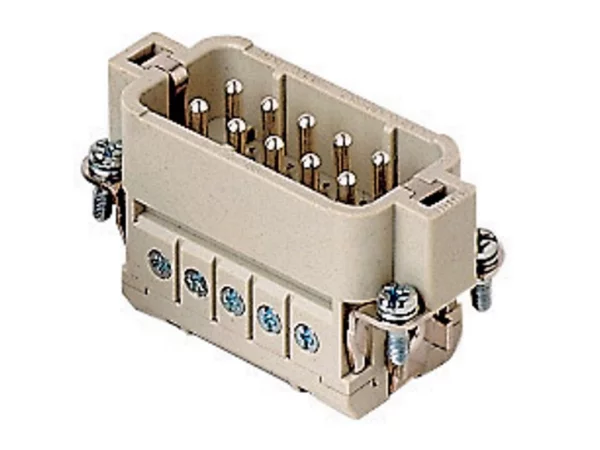 male insert, size 49.16, 10p+PE, silver, screw, 16A, 250V
