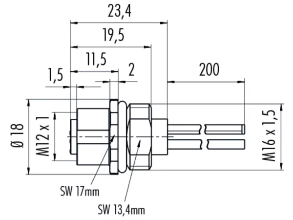 Female panel mount connector