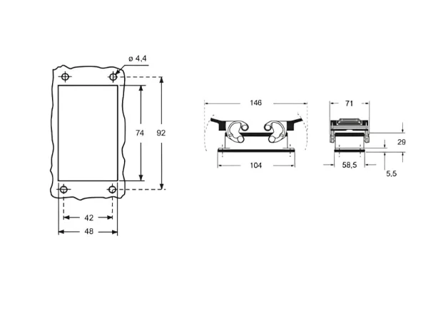 bulkhead mounting housing, size 66.40, E-Xtreme alu, 2 levers