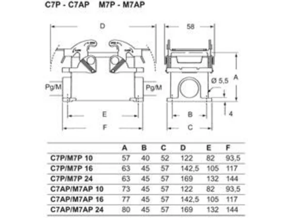 surface mounting housing, size 104.27, V-TYPE alu, 2 levers, 1xM25 side