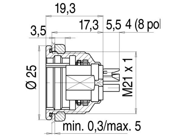 Female panel mount connector