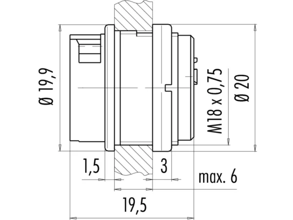 Female panel mount connector