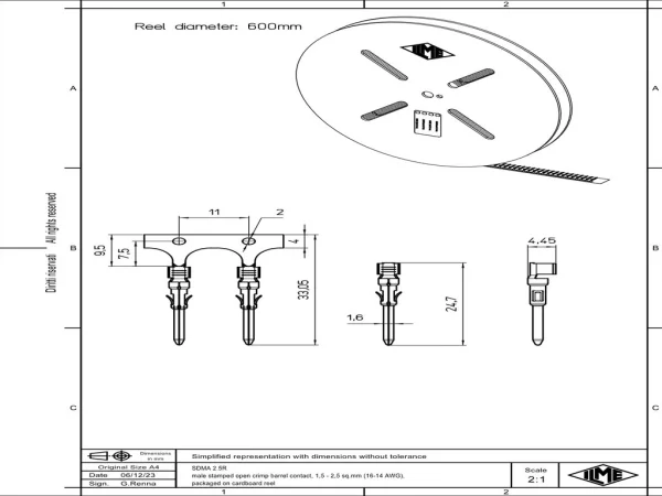 male contact, 1,50-2,50mm², silver, stamped crimp, 10A, series SD