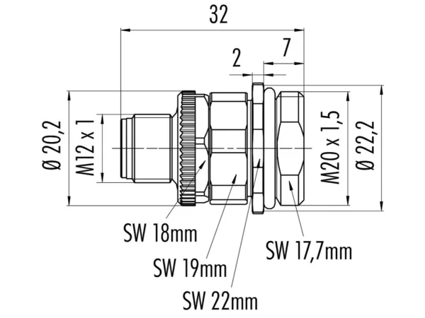 Male panel mount connector