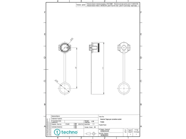 Closure cap for socket M20