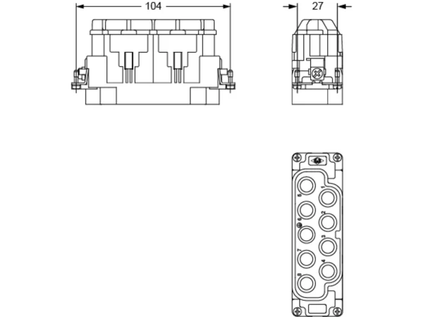 male insert, size 104.27, 8p+PE, crimp, 100A, 690V