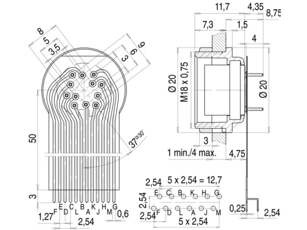 Female panel mount connector