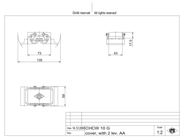 protection cover, size 57.27, W-type alu, 2 levers, gasket, loop