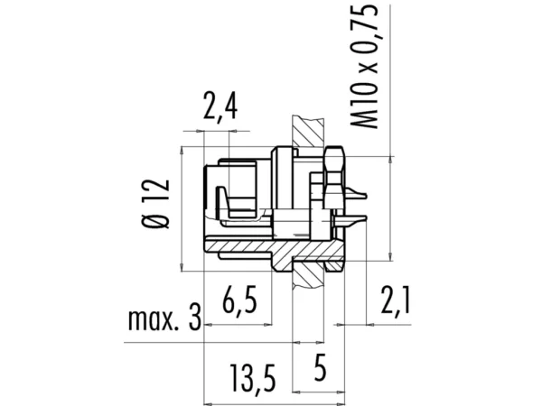 Male panel mount connector