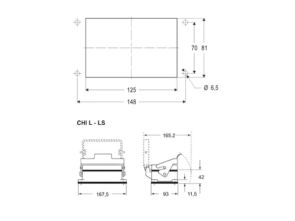 bulkhead mounting housing, size 104.62, C-TYPE alu, 1 lever, cover metal