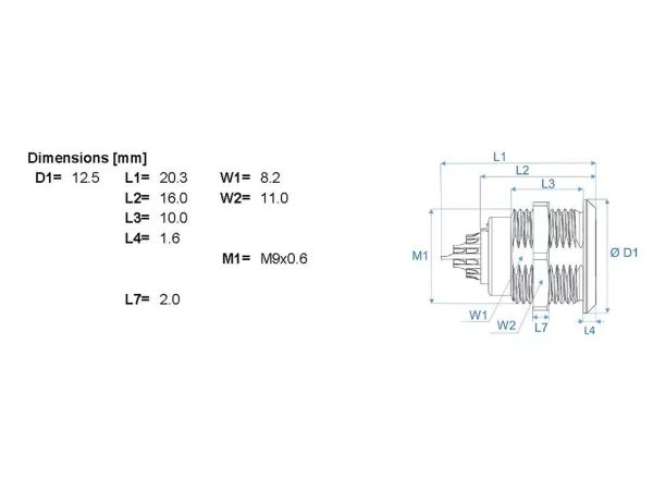 Standard wall mounted socket - front mounting