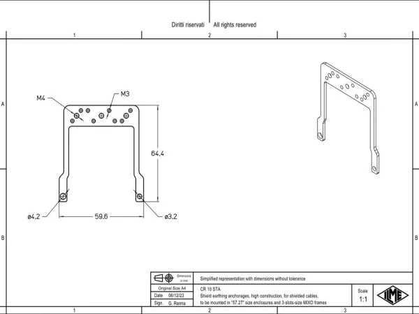 cable anchorage, for MIXO frames, for shielded cables, size 57.27
