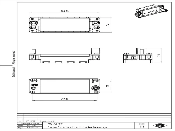 frame, size 77.27+size 77.62, MIXO steel zinc plated, for 4 MU, with PE-connection