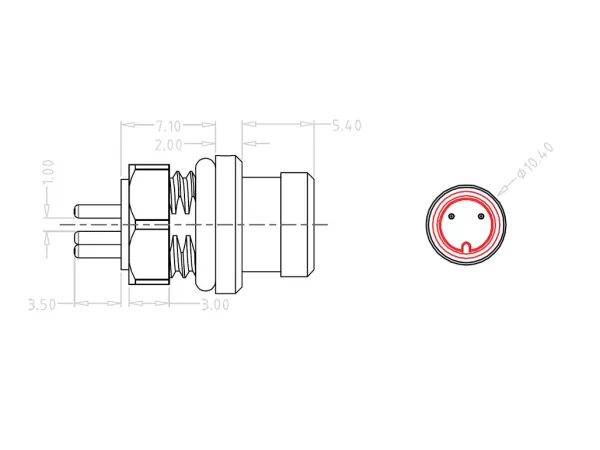 Mini B Male panel mount connector