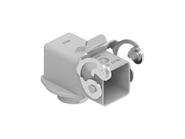 bulkhead mounting housing, angled, size 21.21, HNM alu, 1 lever stainless steel, 1xM20 external
