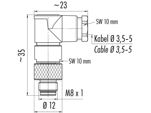 Male angled connector