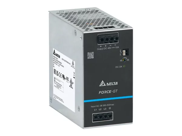 Power supply, 2,3Ph, 480W, DIN Rail, AC/DC, 48 Vdc, 10 A