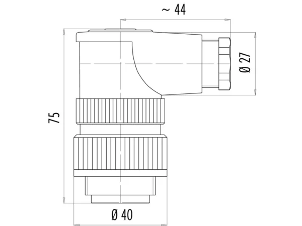 Male angled connector