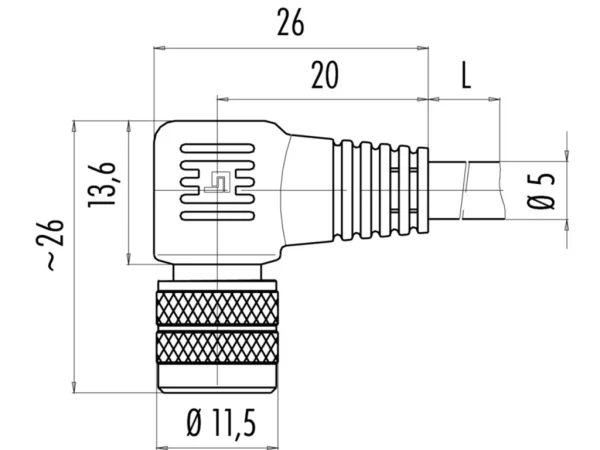 Female angled connector