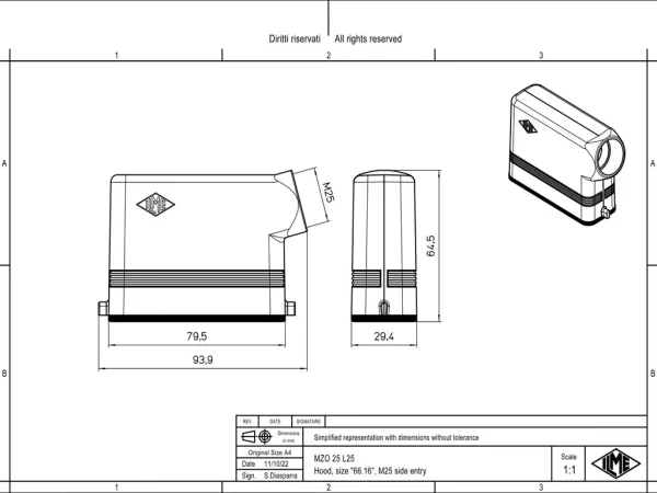 hood, size 66.16, IL-BRID alu, 2 pegs, 1xM25 side