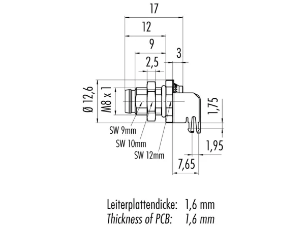 Male angled panel mount connector