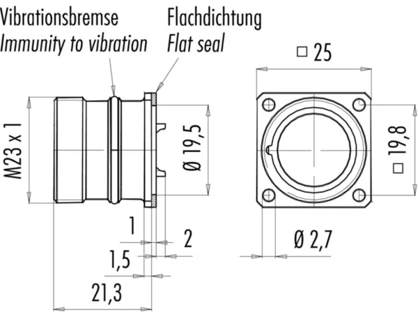Male panel mount connector
