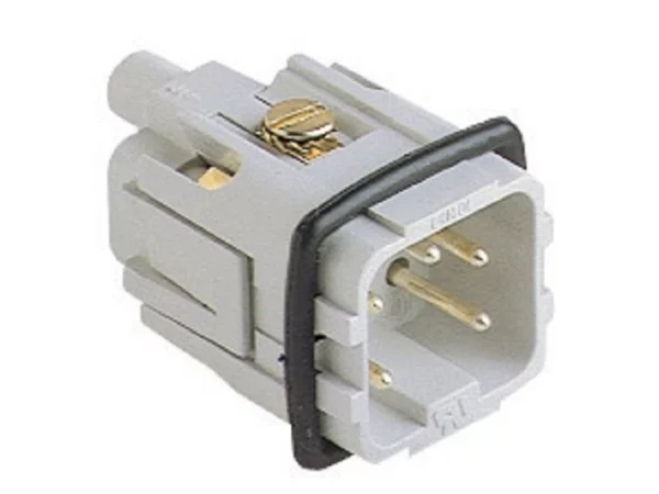 male insert, size 21.21, 4p+PE, silver, screw, 10A, 230/400V