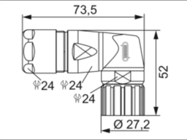 Right Angle Connector, Female Thread, EMC with positioning