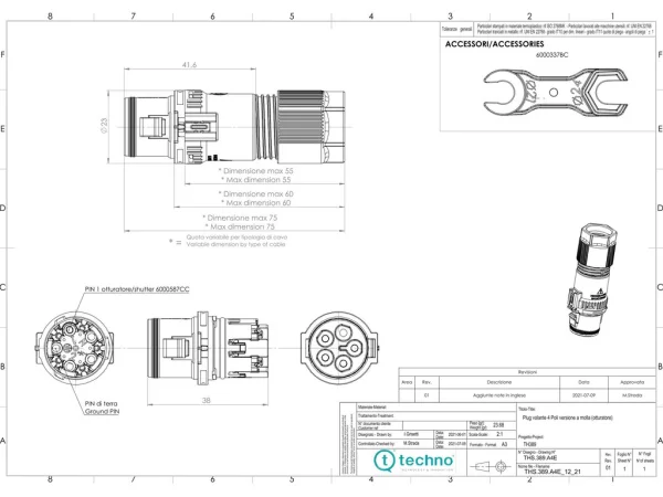 Mini plug connector, screwless