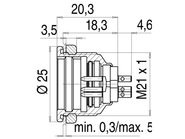 Male panel mount connector