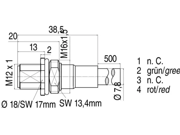 Male panel mount connector