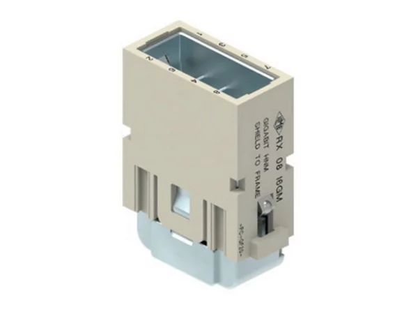male insert, MIXO HNM, 1MU, 8p, crimp, 5A, 50V, gigabit, with contact to PE