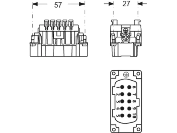 male insert, size 57.27, 10p+PE, SQUICH, 16A, 500V