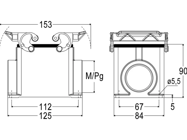 surface mounting housing, size 77.62, C-TYPE alu, 2 levers, 1xM40 side