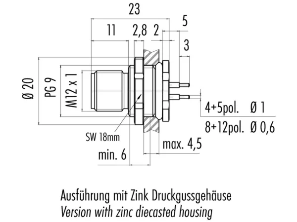Male panel mount connector