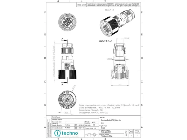 Socket connector 8P screw D7-13.5